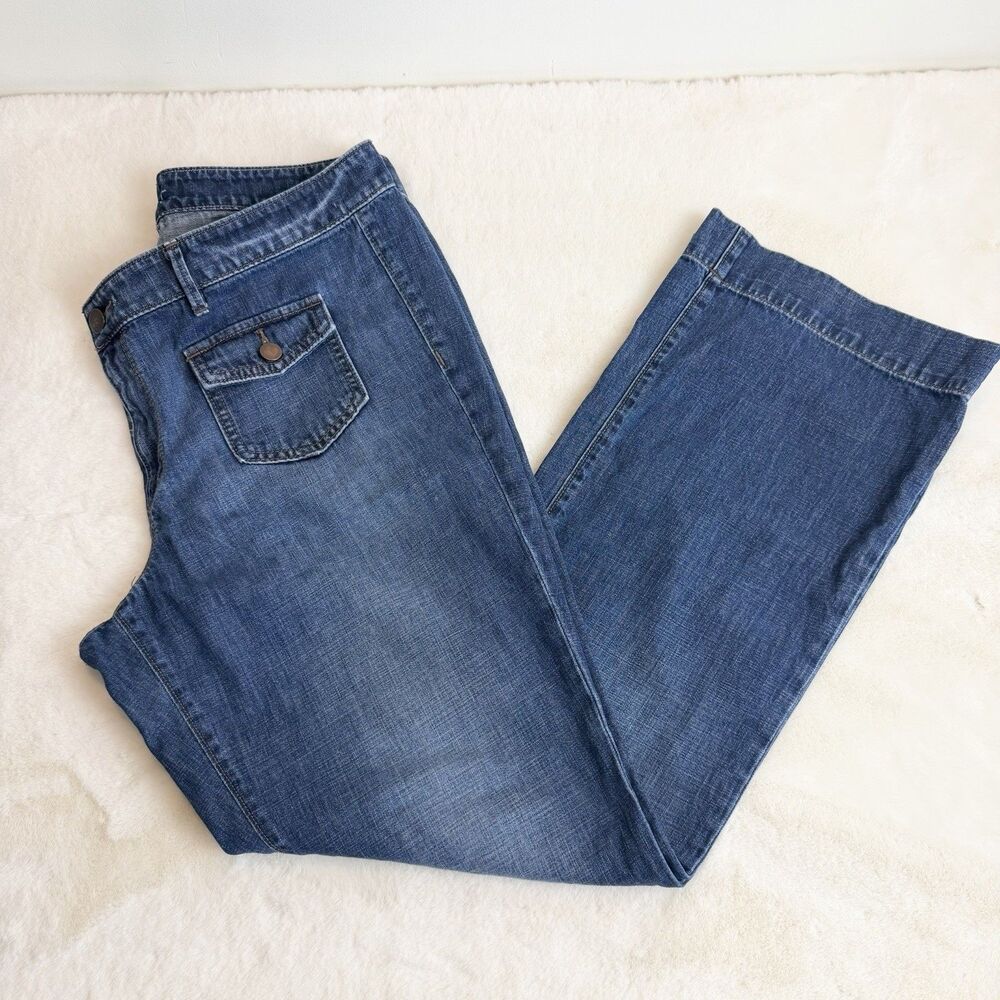 Ann Taylor Loft Jeans Modern Fit Mid Rise Wide Leg Patch Pockets Women’s 14